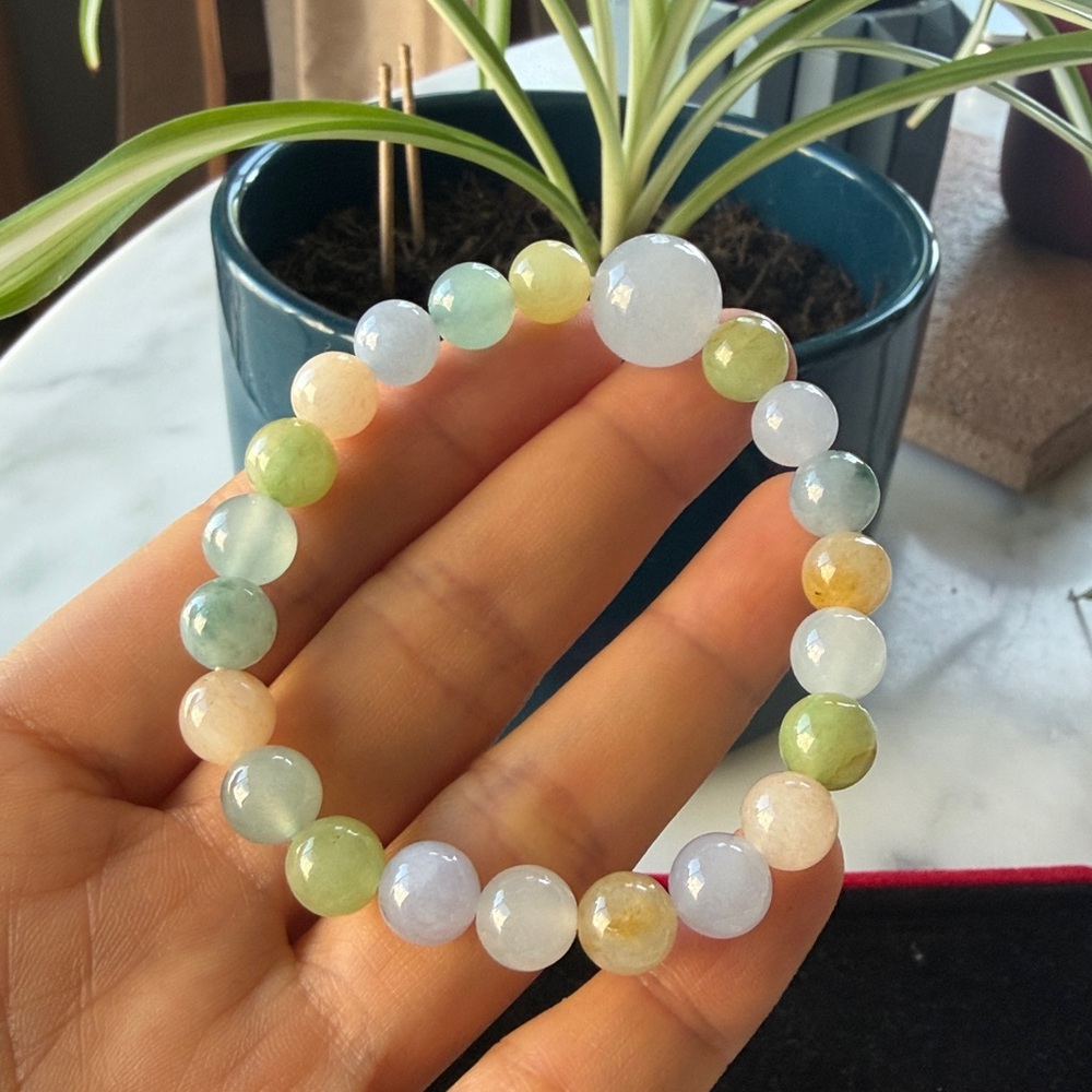 Multicolor Jade Bead Stretch Bracelet - Women Jewelry